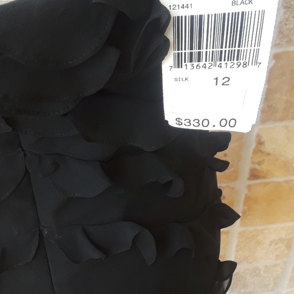 NWT KAY UNGER 100% silk black tiered dress size 12 - Picture 5 of 8